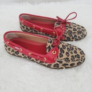 Sperry Leopard Print and Red Patent Shoes